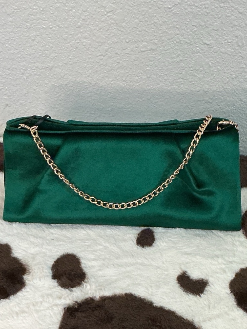 Emerald Green Velvet Chain-Handle Evening Clutch